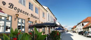 Bogense Hotel ligger på Adelgade 56 i centrum af Bogense på Nordfyn. Hotellet har eksisteret siden 1822 og er kendt for sin historiske charme. Værelser og faciliteter Værelser: Enkelt indrettede værelser i et afslappet hotel. Restaurant: Hotellet har en hyggelig restaurant, som serverer mad lavet med lokale og sæsonbestemte råvarer. Køkkenet tilbyder både traditionelle danske retter og mere moderne menuer. Andre faciliteter: Hotellet har gratis morgenmad, gratis wi-fi og gratis parkering. Kæledyr er tilladt. Familievenligt: Hotellet er børnevenligt. Kontakt og åbningstider Adresse: Adelgade 56, 5400 Bogense. Telefon: 64 81 11 08. E-mail: info@bogensehotel.dk. Hjemmeside: bogensehotel.dk. Receptionens åbningstider Mandag-fredag: 7.00-22.00. Lørdag: 8.00-22.00. Søndag: 8.00-20.00. Restaurantens åbningstider Mandag-torsdag: 10.00-22.00 (køkkenet lukker kl. 21.00).